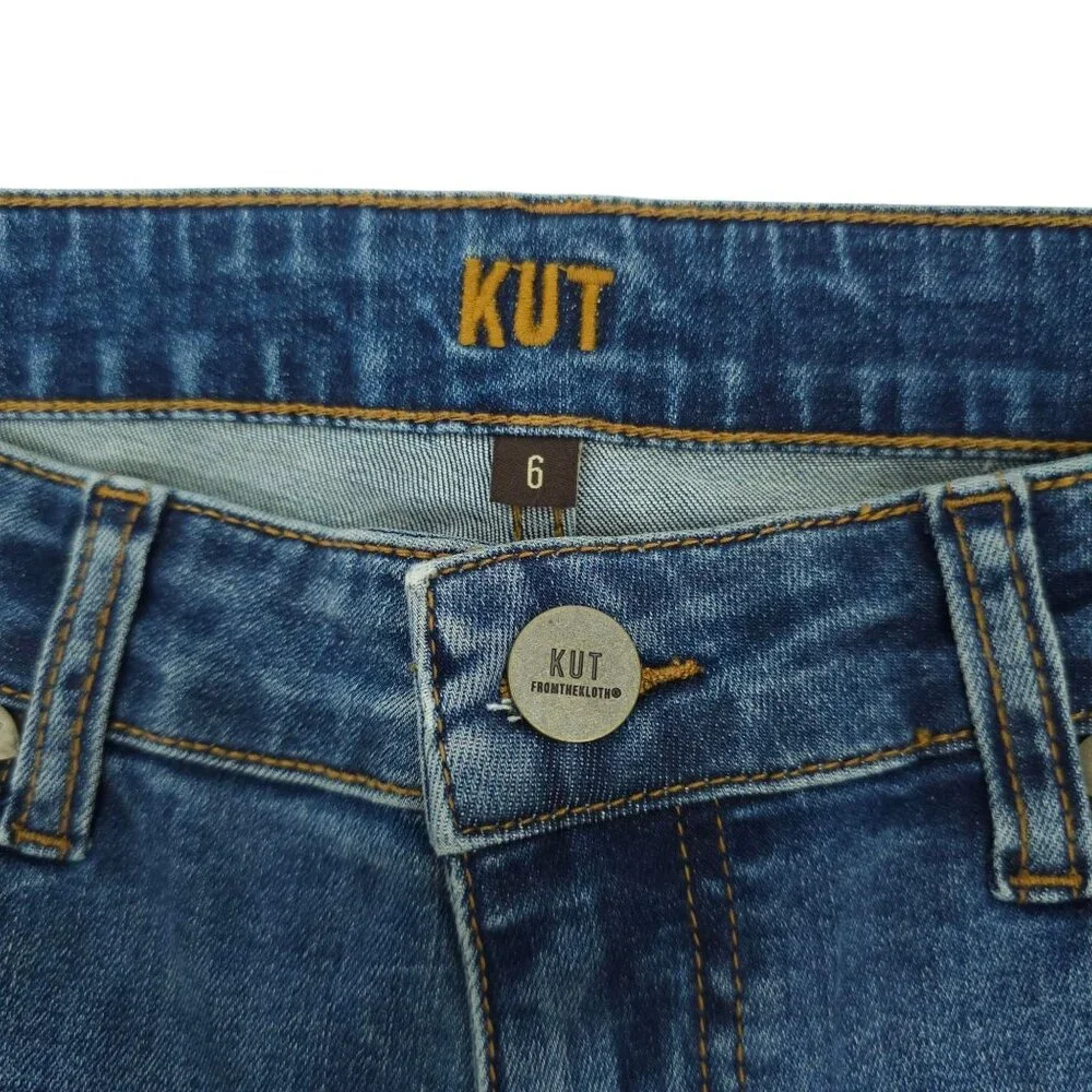 Kut From the Kloth Boyfriend Jeans Size 6 Petite Stretch Mid Rise Distressed